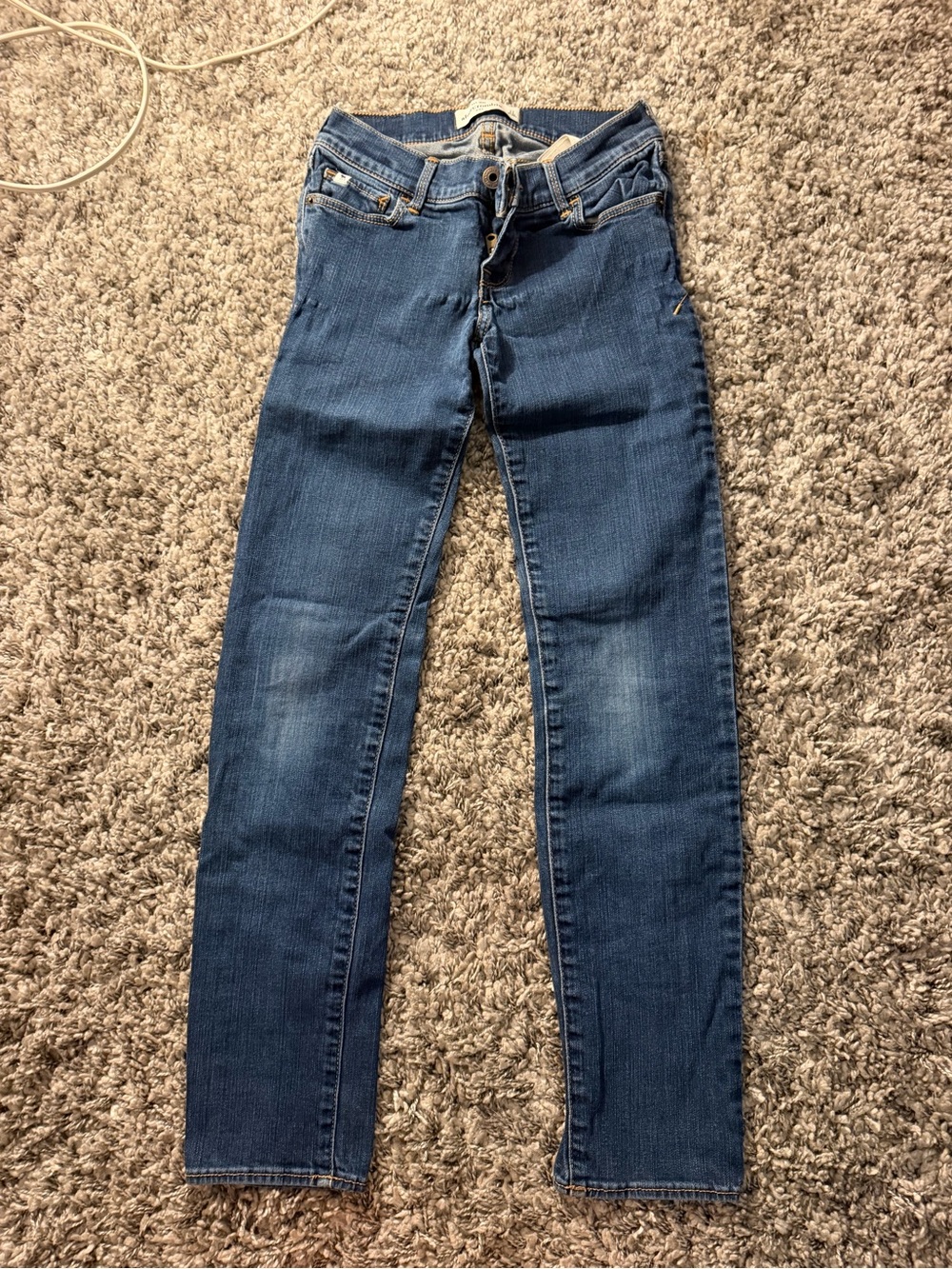 Abercrombie & Fitch Kids Denim Jeans in Dark Blue with Gold Stitching